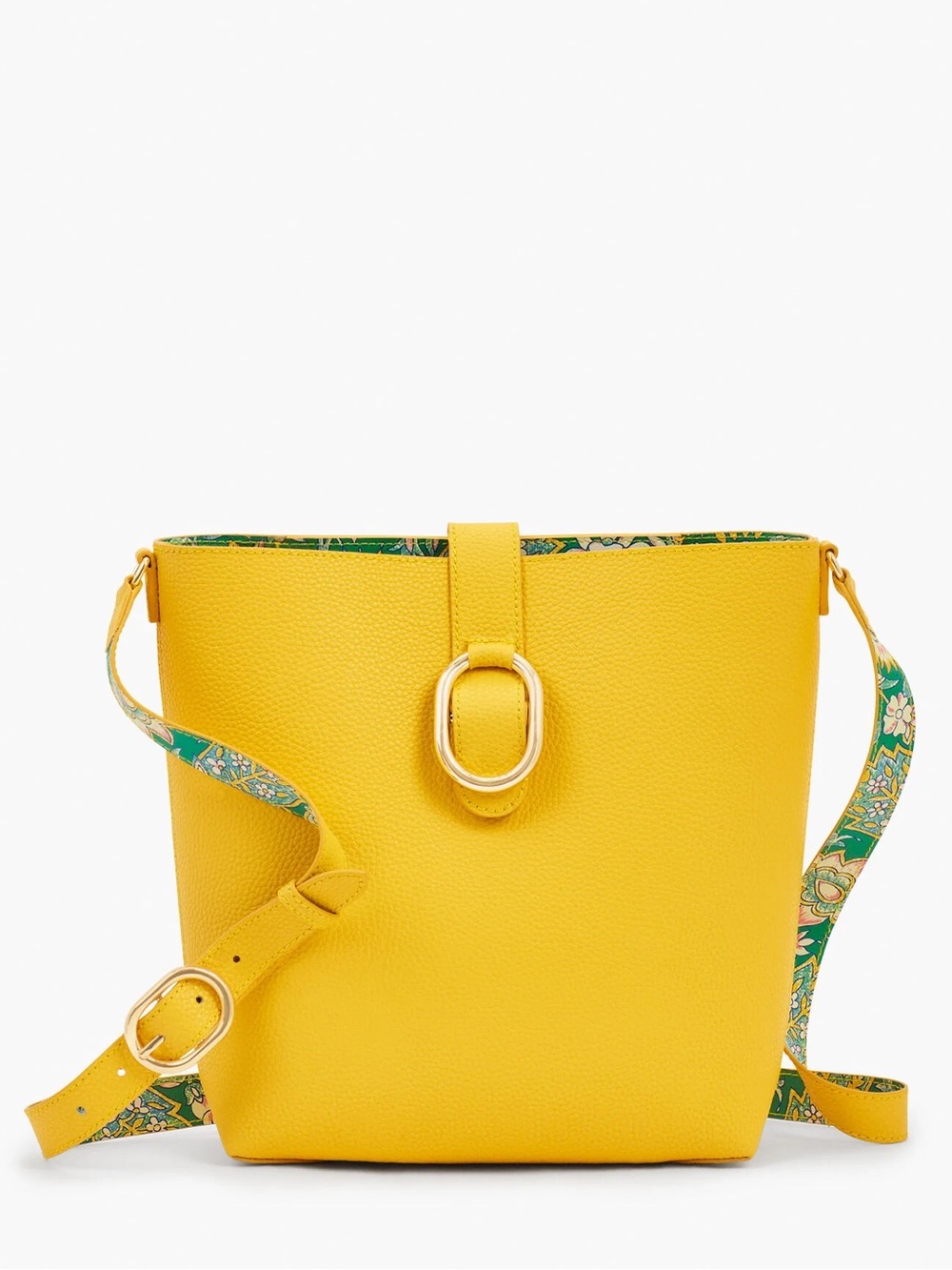 Talbots Leather Crossbody Bucket Bag In Sunshine Yellow Preppy NWT